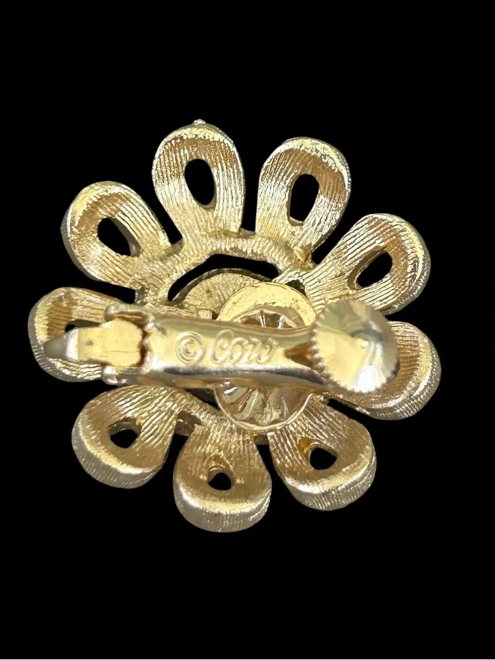 VTG Coro Clip On Earrings Twisted Knot Gold Tone MCM Round Circle Signed 1 Inch